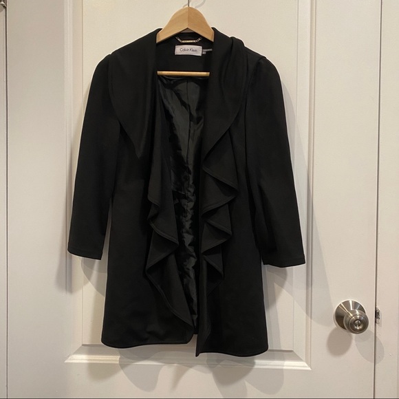 Calvin Klein Ruffle Draped Blazer - Picture 2 of 3